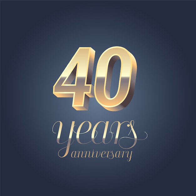 40th anniversary. golden calligraphic lettering for 40 years anniversary birthday.