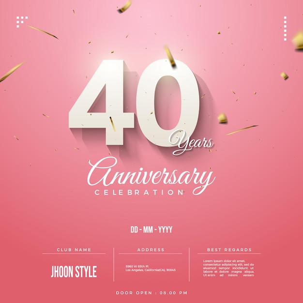 40th anniversary invitation with subtle shaded numbers