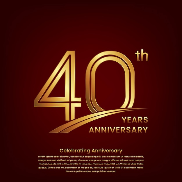 40th Anniversary logo with double line concept design Golden number for anniversary celebration event Logo Vector Template