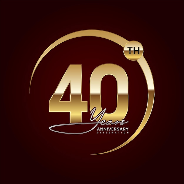 40° anniversario design del logo di lusso con anello dorato testo in stile scritto a mano logo vector template