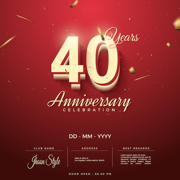 40th anniversary party invitation with ribbon cutout