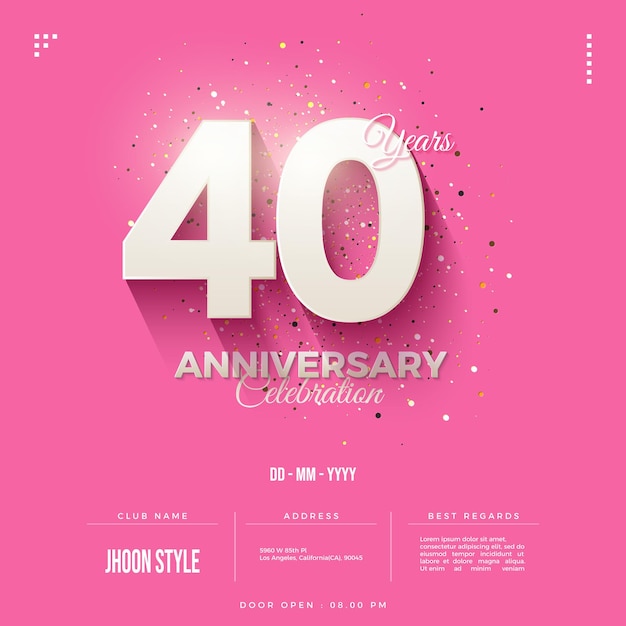 40th anniversary party invitation with shaded 3d numbers