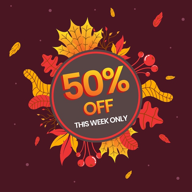 41. Autumn sale banner, up to 50 percent off