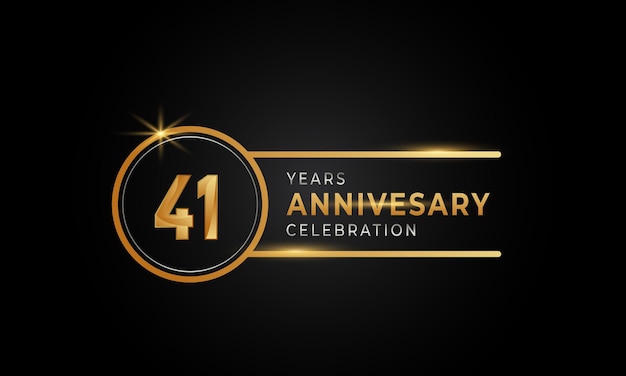 41-jarig jubileumviering gouden zilveren kleur met cirkelring geïsoleerd op zwarte achtergrond