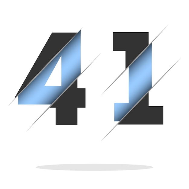 Vector 41 number, 3d cut design. icon for celebration design. vector typography. creative black design.