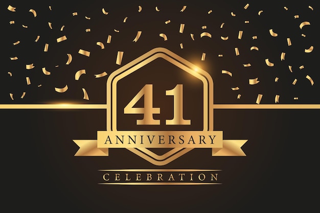 41 year anniversary celebration vector golden elements on black background abstract 