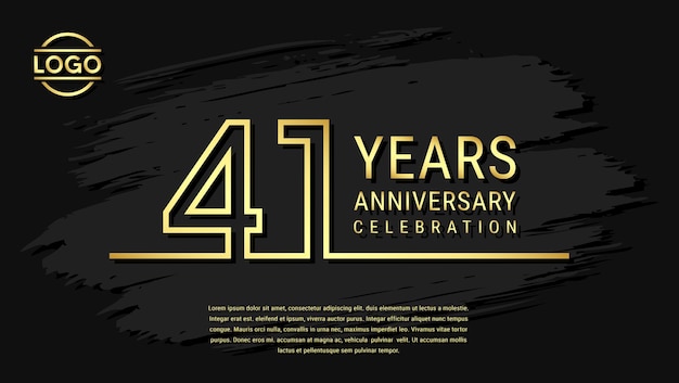 41 years anniversary celebration anniversary celebration template design with gold color isolated on black brush background vector template illustration