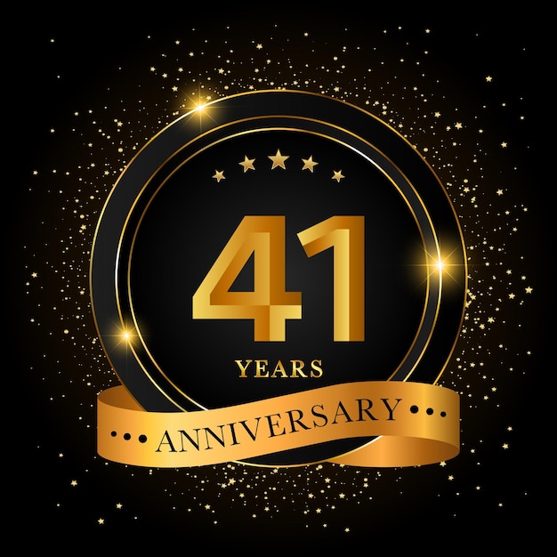41 Years Anniversary Golden anniversary celebration template design Vector illustrations