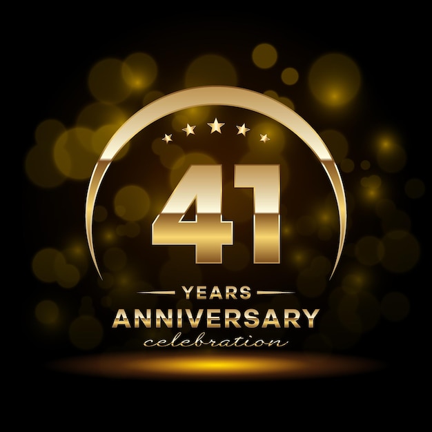 41e verjaardag logo-ontwerp met gouden kleur en ring voor verjaardagsgebeurtenis Logo Vector Template
