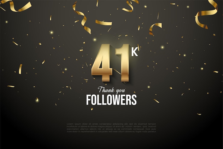 Vector 41k volgers feestelijke poster met realistische gouden cijfers.