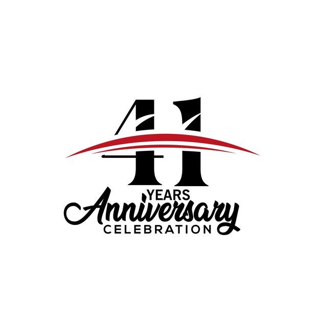 Vector 41st anniversary celebration design template for booklet with red and black colour vector