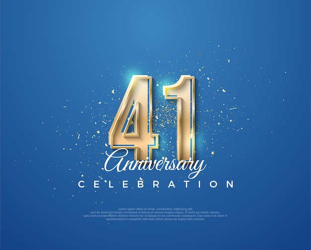 41st anniversary with a luxurious design between gold and blue premium vector for poster banner celebration greeting