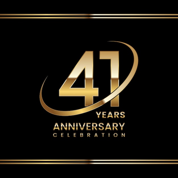 Vector 41th anniversary celebration anniversary logo design with golden ring logo vector template