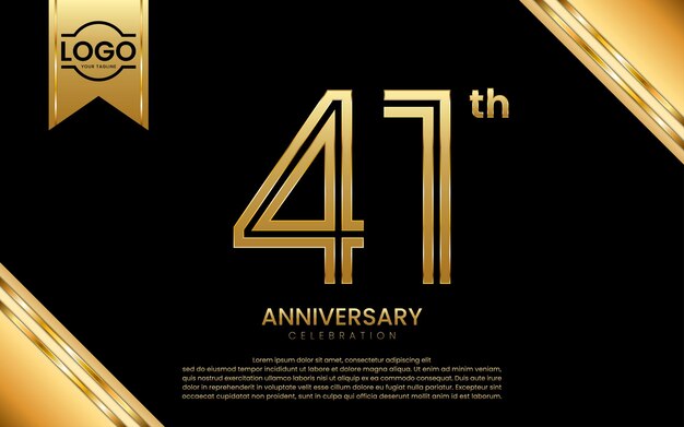 41th Anniversary Celebration Anniversary template design with golden number Vector Template