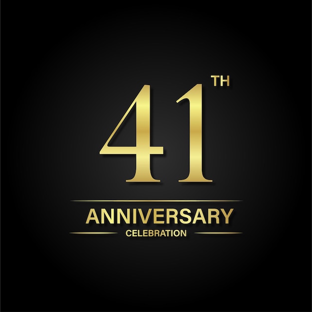 41th anniversary celebration with gold color and black background