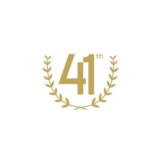 41th number forty one with laurel wreath elegant logo icon sign symbol design