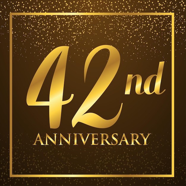 42 jaar jubileum logo sjabloon op gouden kleur. het vieren van gouden nummers ontwerpelementen