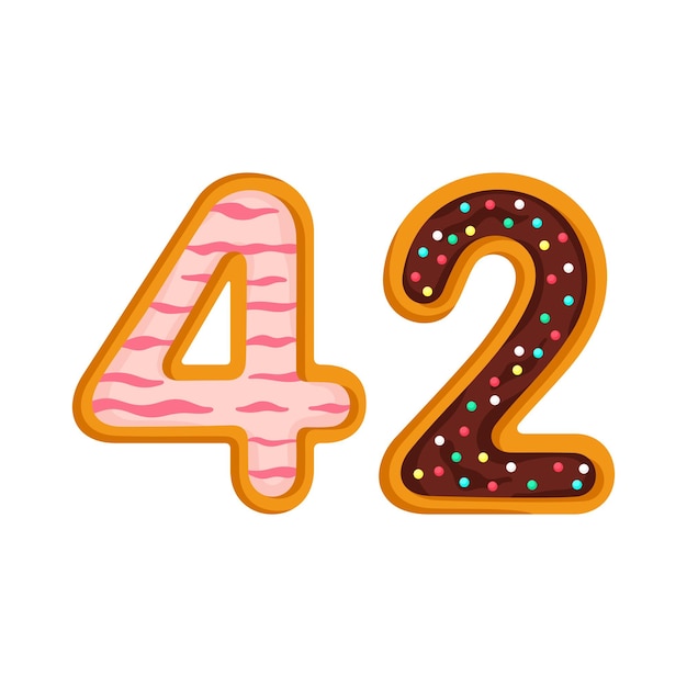 42 nummer zoete geglazuurde donut vectorillustratie