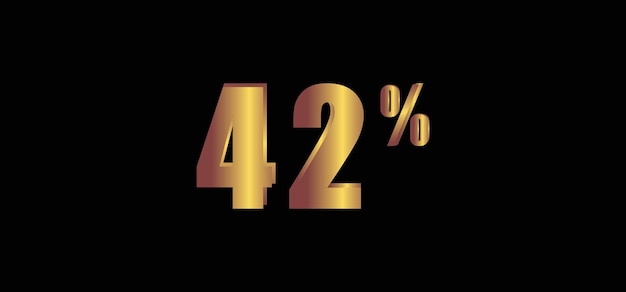 42 procent op zwarte achtergrond 3D goud geïsoleerde vector afbeelding