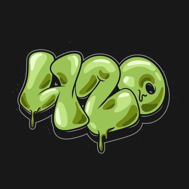 420 slogan graffiti bubble shaped for tshirt print design