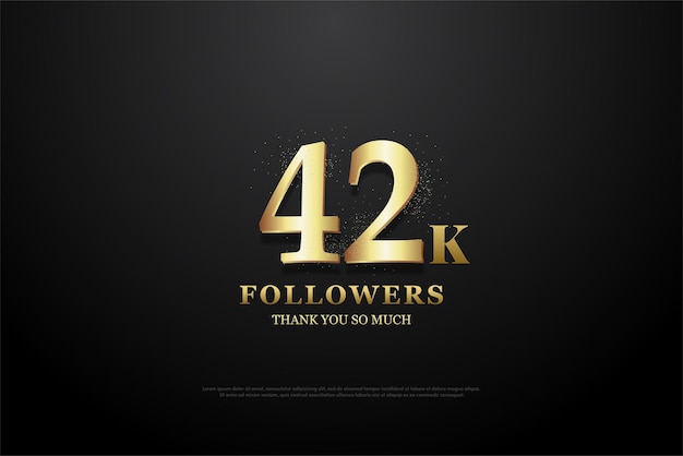 42k followers with golden number curved illustration.