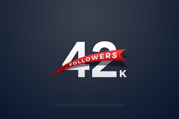 42k followers with red ribbon decoration in the middle of celebration numbers.