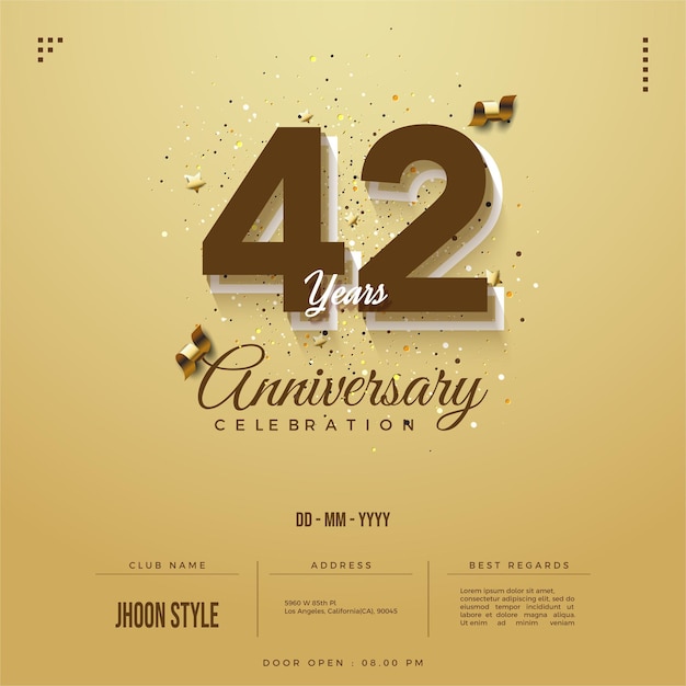 42nd anniversary in brown color concept.