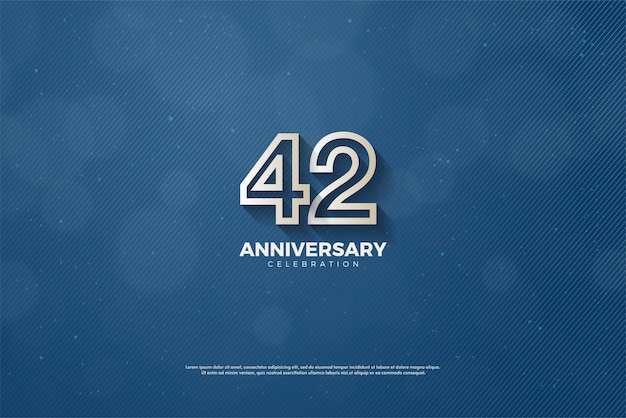 42nd Anniversary with brown bordered figure illustration