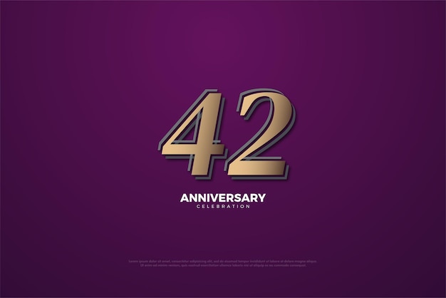 42nd Anniversary with brownish numbers on a purple background