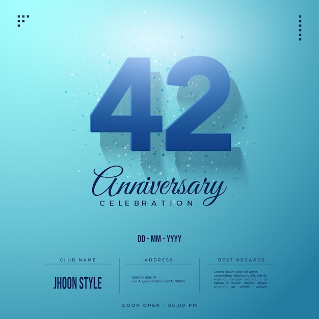 42nd anniversary with floating numbers illustration.