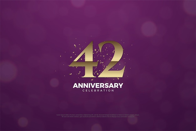 42nd Anniversary with golden brown numbers