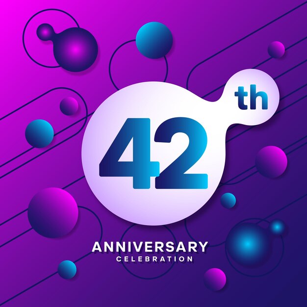 42th anniversary logo with colorful abstract background template design for invitation card and poster your birthday celebration vector eps 10