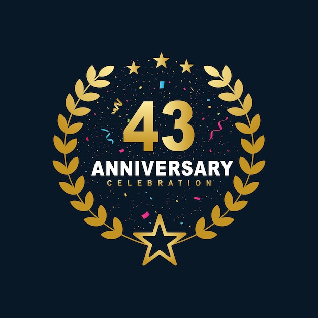 43 Anniversary celebration design, luxurious golden color 43 years Anniversary design.