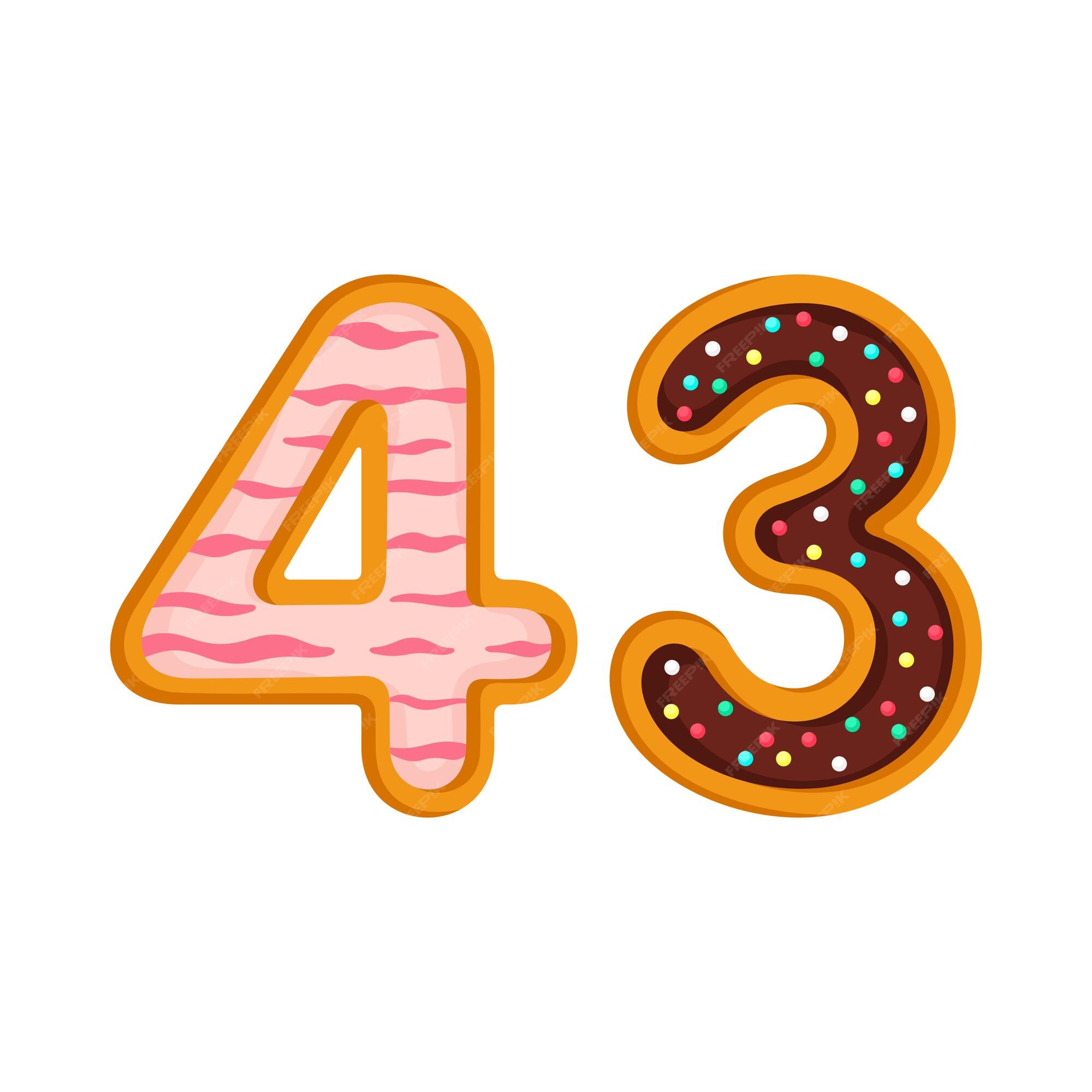 premium-vector-43-number-sweet-glazed-doughnut-vector-illustration