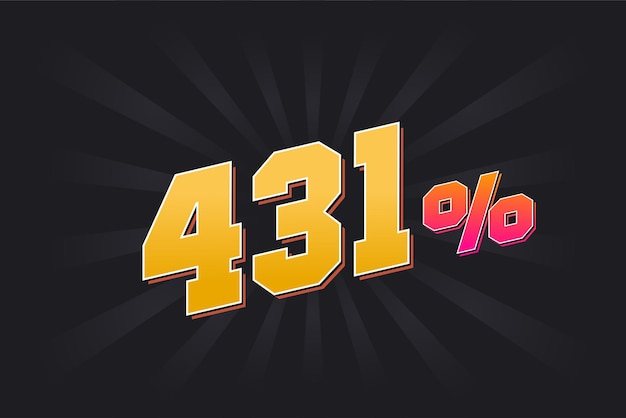 431 kortingsbanner met donkere achtergrond en gele tekst 431 procent verkoop promotieontwerp