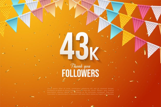 43k followers with celebration paper curtain decoration.