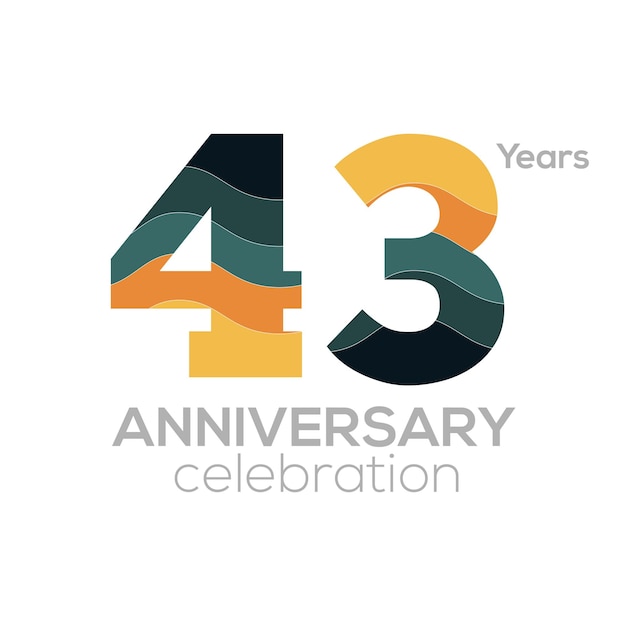 43rd Anniversary Logo Design, Number 43 Icon Vector Template.Minimalist Colour Palettes.