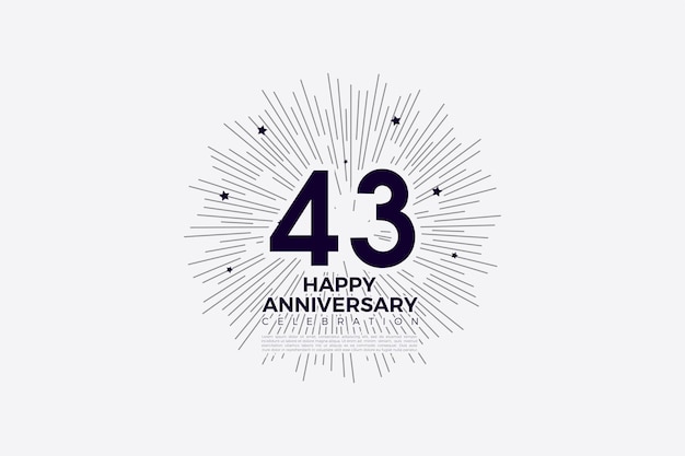 43-я годовщина с черными цифрами на белом
