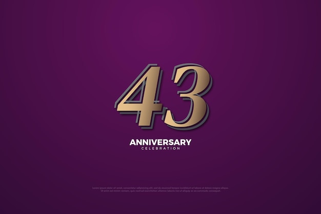 43rd Anniversary with brownish numbers on a purple background