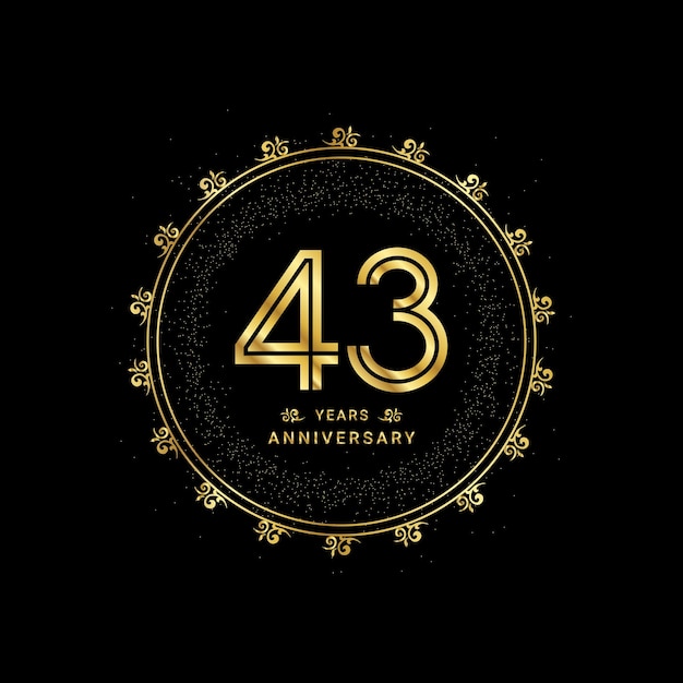 43rd anniversary with a golden number in a classic floral design template