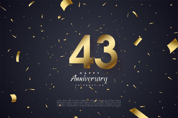 Vector 43rd anniversary with numbers and gold foil