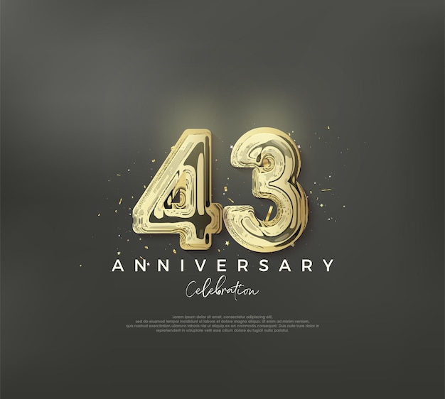 43-й юбилейный номер для празднования дня рождения с роскошным и элегантным дизайном Premium векторы