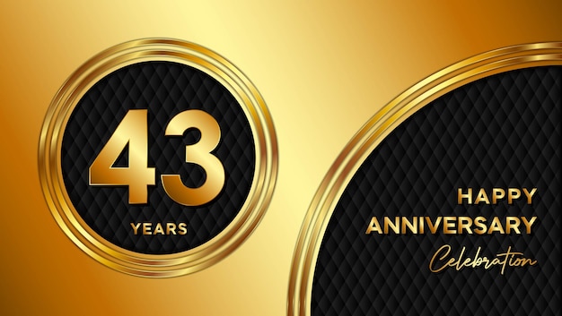 43th anniversary template design with golden texture and number for anniversary celebration event