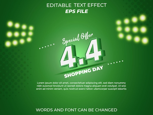 44 shopping day anniversary text effect 3d text editable for commercial promotion