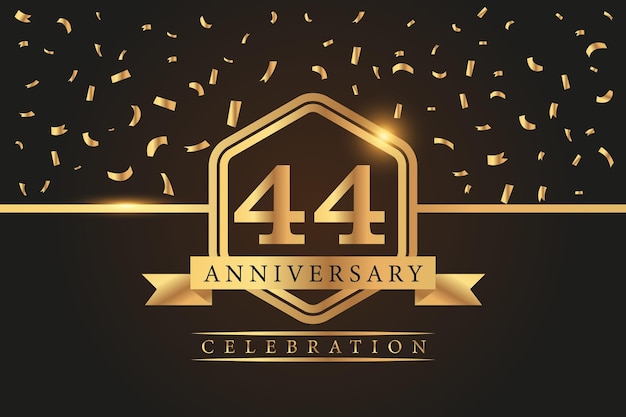 44 year anniversary celebration vector golden elements on black background abstract 