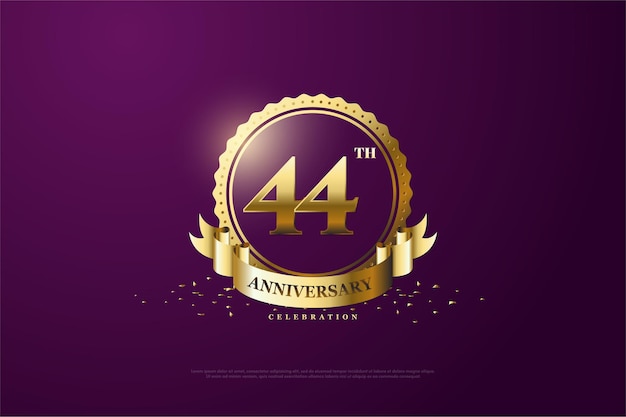 44e verjaardag met cijfers in gouden symbolen