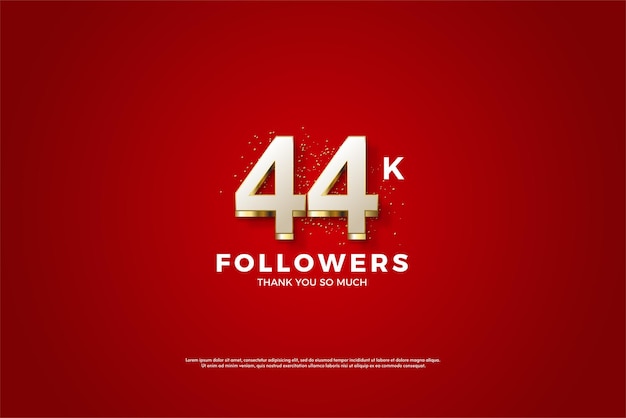 44k followers with 3d silver numerals.