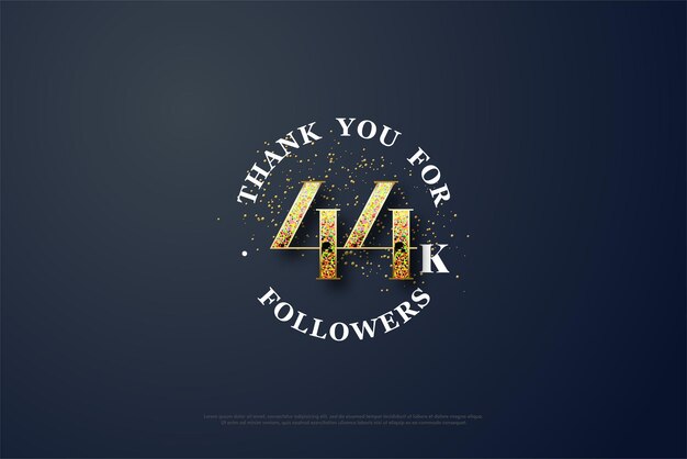 44k followers with glitter number illustration.