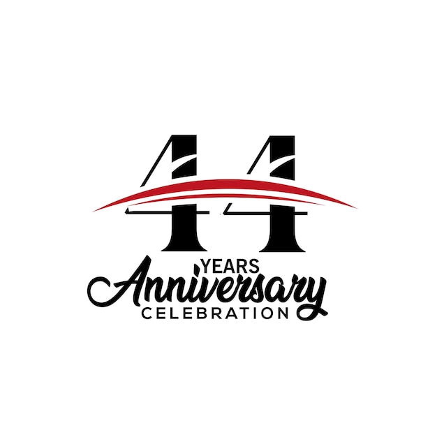 Vector 44th anniversary celebration design template for booklet with red and black colour vector