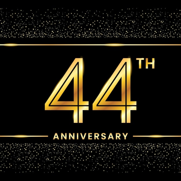 44th Anniversary Gold color template design for birthday event Line Art Design Vector Template